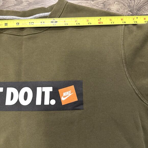 Nike Just Do It Pullover Crewneck Sweatshirt Men’s Large Olive Green Logo - Picture 6 of 9
